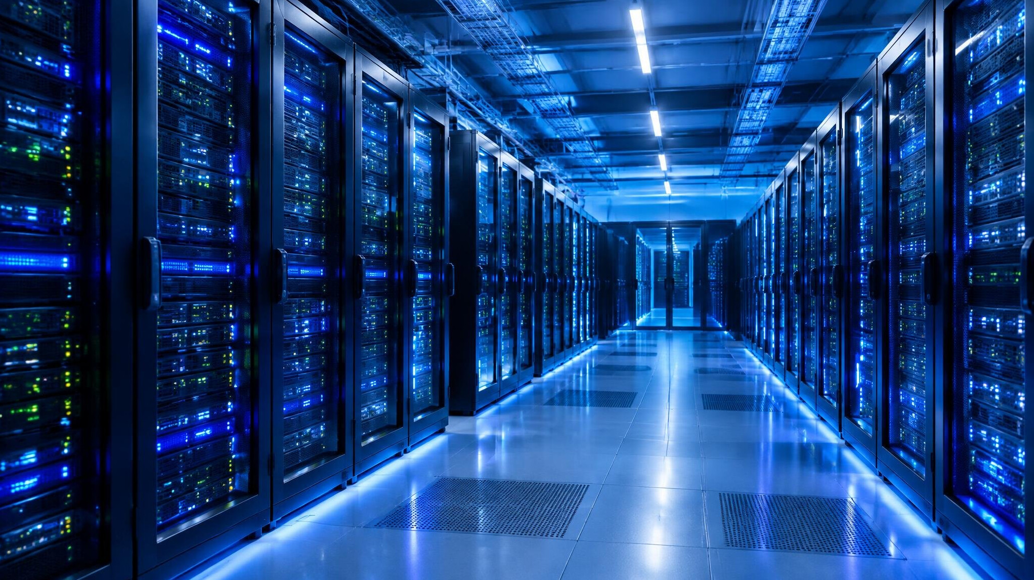 Server room with automated data systems