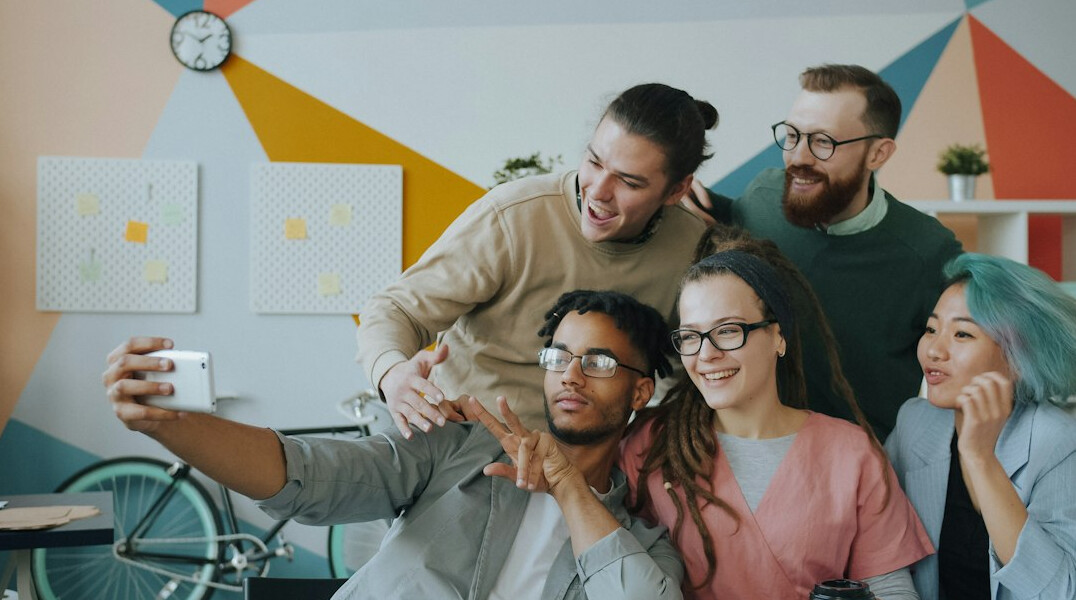 diverse team working together