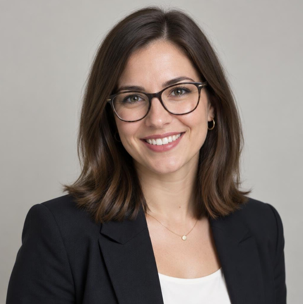 Portrait of a smiling Croatian woman with glasses